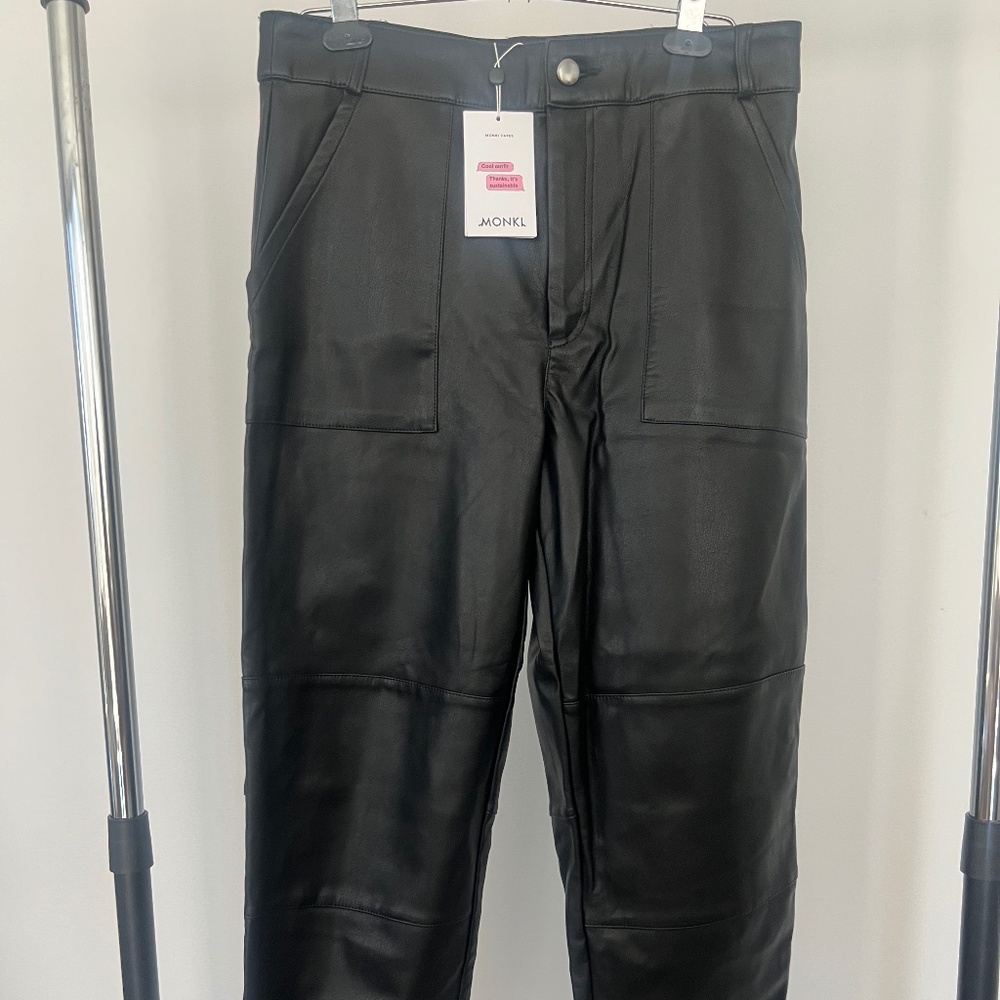 Brand new Faux Leather Black Monki ASOS Pants Seamed